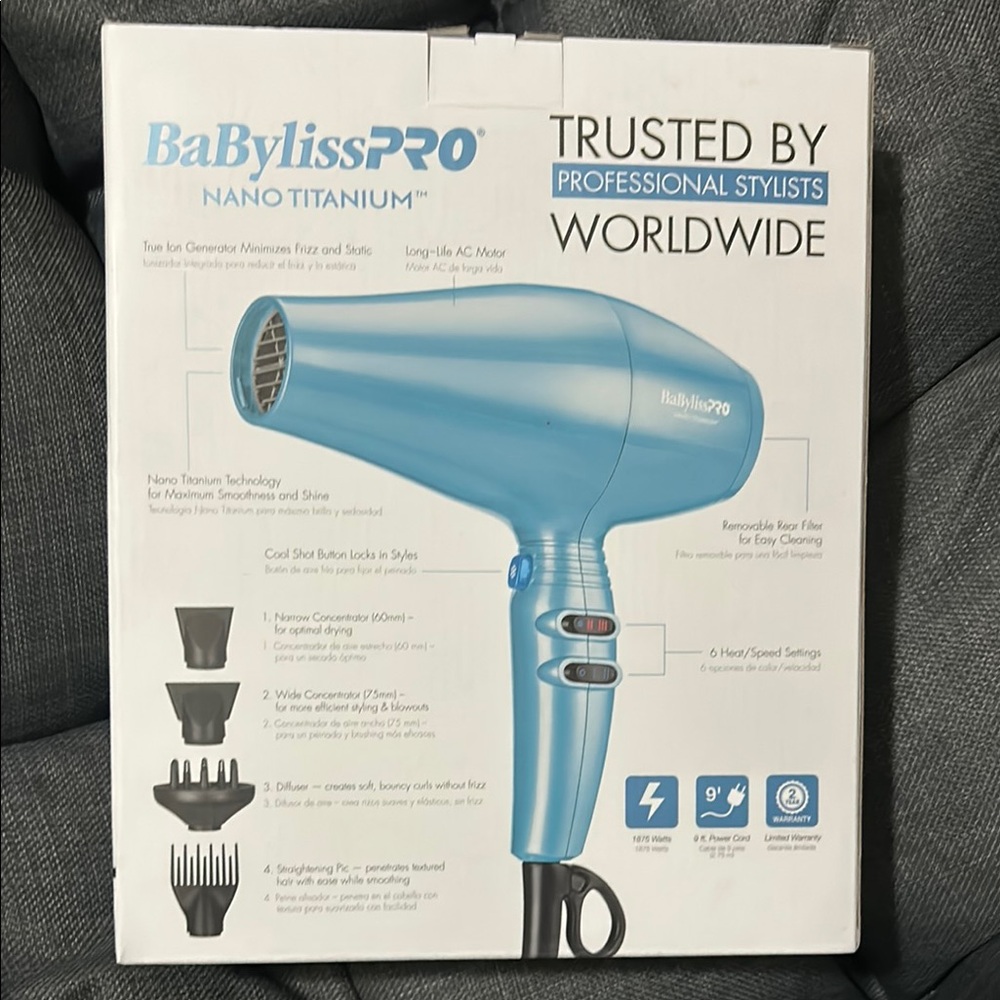 BaBylissPRO Nano Titanium Turbo Extreme Hair Dryer NIB - Picture 3 of 4